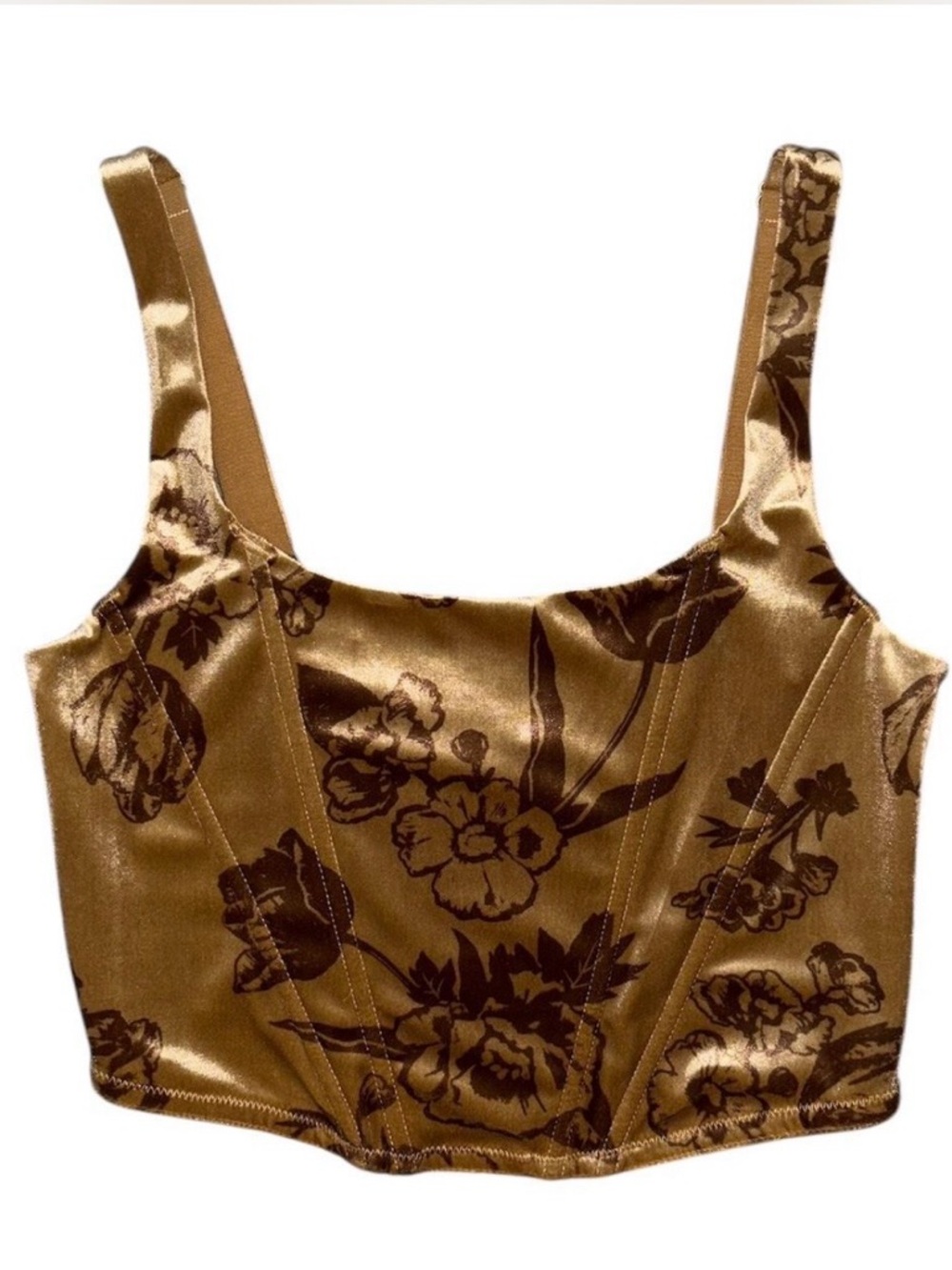 Gold Floral Velvet Crop Top